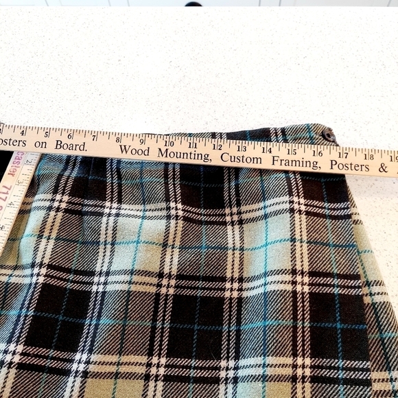 Evan Picone Blanket Wrap Maxi Skirt Green Plaid Wool-blend Fringed Lined Size 16 - Picture 7 of 12